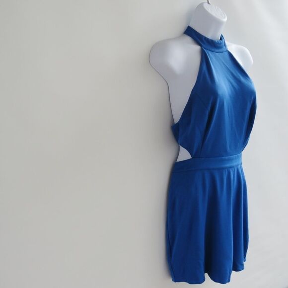 NBD Revolve Womens Small Choker Halter Cutout Racer Cobalt Blue Nite Out Dress - Picture 11 of 16
